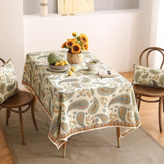 patdrea Designer French Vintage Small Square Table Cloth,Italian Floral Wrinkle Free Tablecloth,Home Table Cover Decor for Kitchen Dining,Christmas,Tea Party,Thanksgiving,55"x55"-Lysaniya