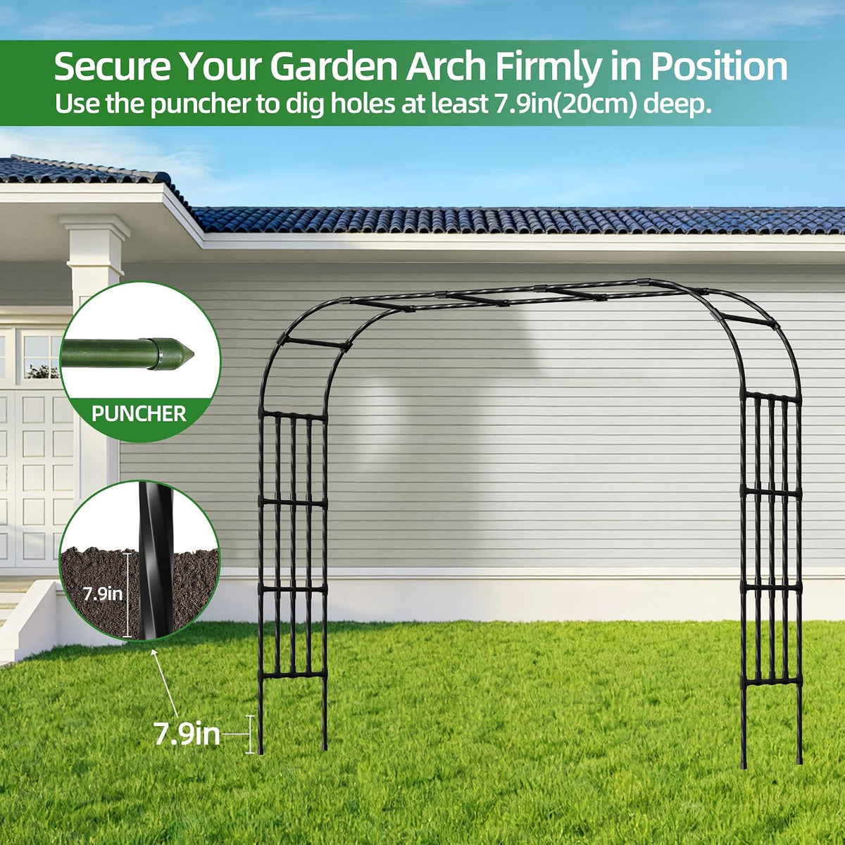 Extra Wide Garden Arch,114 x102.4in Sturdy Metal Arbor for Climbing Plants