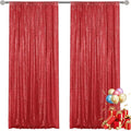 Red Sequin Backdrop Curtain 2 Pieces 2FTx8FT Glitter Photography Backdrop for Party Wedding Birthday Christmas Decorations