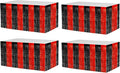 4 Pack 29x108 Inch Metallic Foil Fringe Tinsel Table Skirts for Rectangle Tables Streamer Backdrop for Wedding, Birthday, Parade Floats, Christmas, Halloween Party Decoration(Black Red)