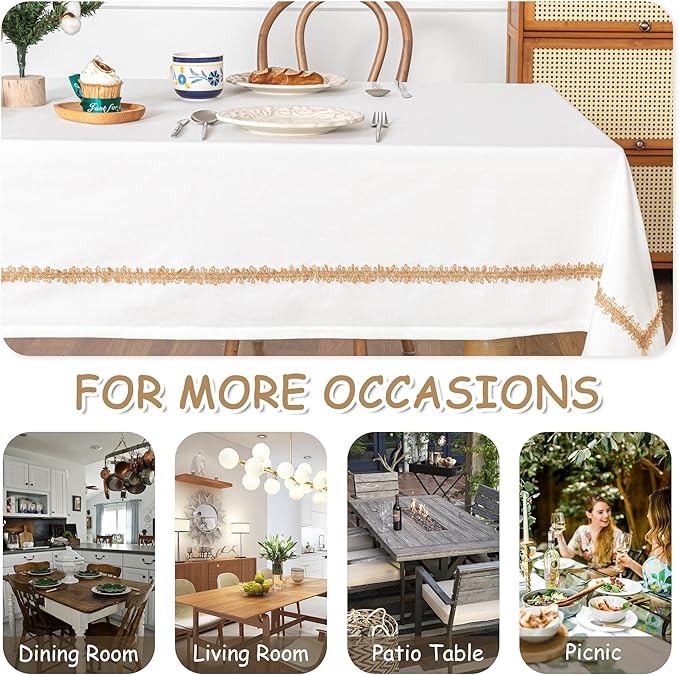 MYSKY HOME Table Cloth for Rectangular, Waterproof Tablecloth, Soft Cotton Indoor/Outdoor Tablecloths, Wrinkle Free Table Cloth Heavy Duty Rectangle Table Cloths for Parties & Dining Use, 55"X70"