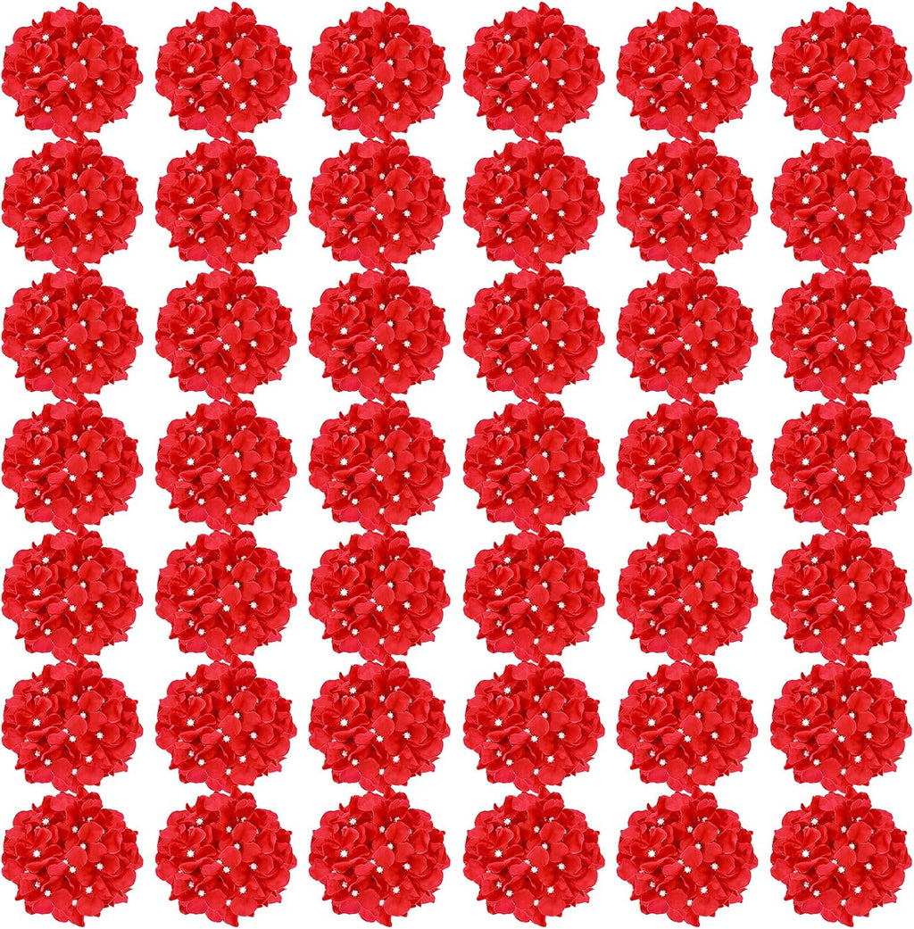 auihiay 64pcs red hydrangea artificial flowers, fake hydrangea, main product view