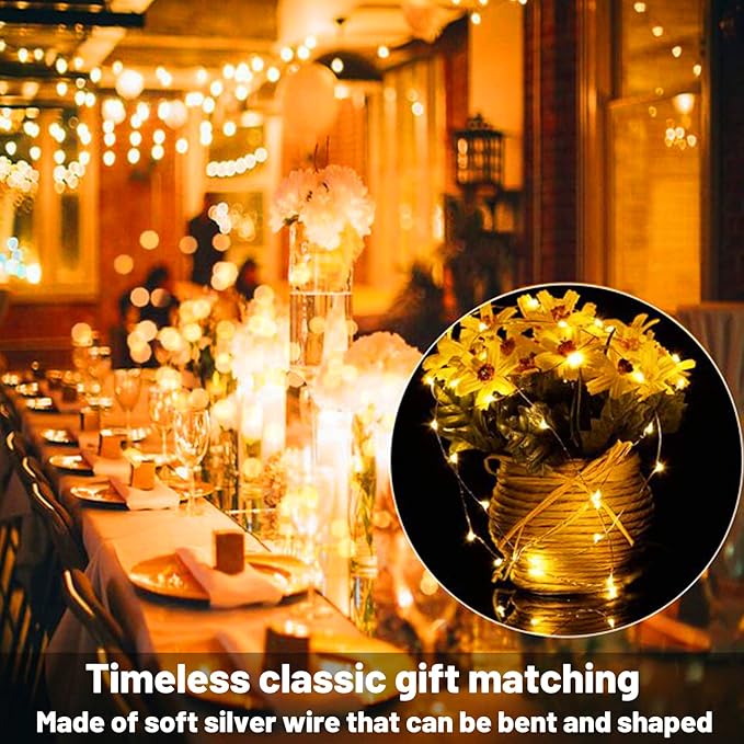 16 Pack 30 Led Fairy Lights Battery Operated String Lights 10 Feet Waterproof Twinkle Lights Mason Jar Lights Silver Wire Firefly Lights for Christmas Party Wedding Patio Warm White