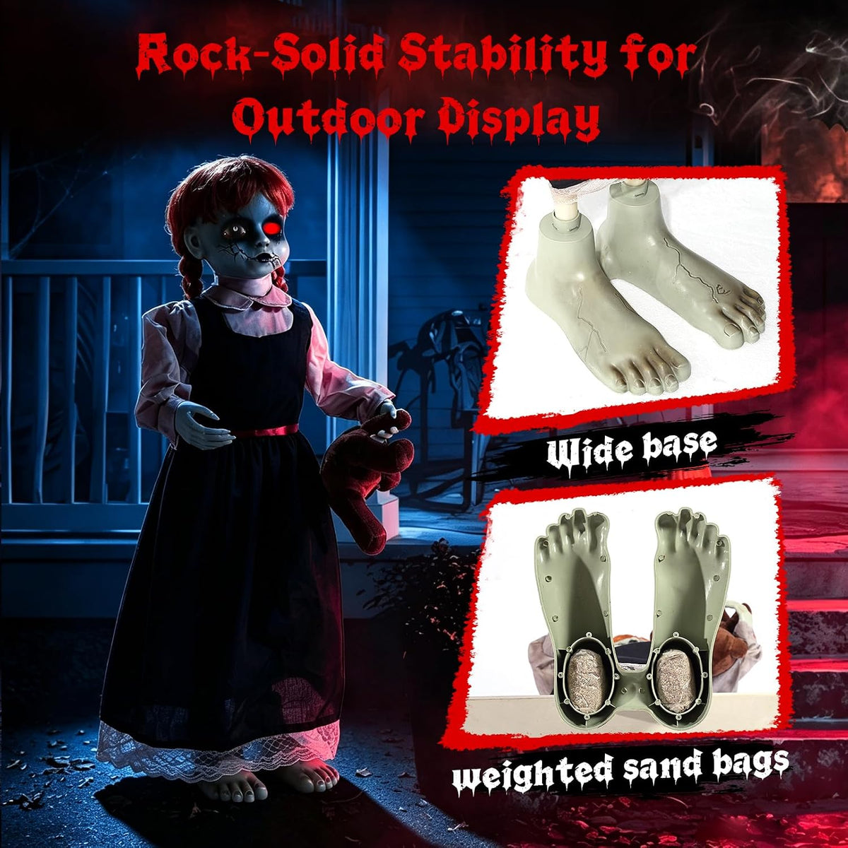 Quntis 35Inch Scary Halloween Animatronic Outdoor Decoration, Sound & Tou...