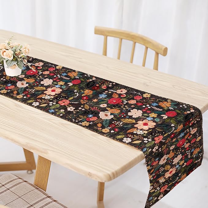 OYIMUA Boho Floral Summer Table Runner 13 x 72 Inches Colorful Flower Runners for Tables Rustic Spring Decorations for Home Indoor Outdoor Party Decor