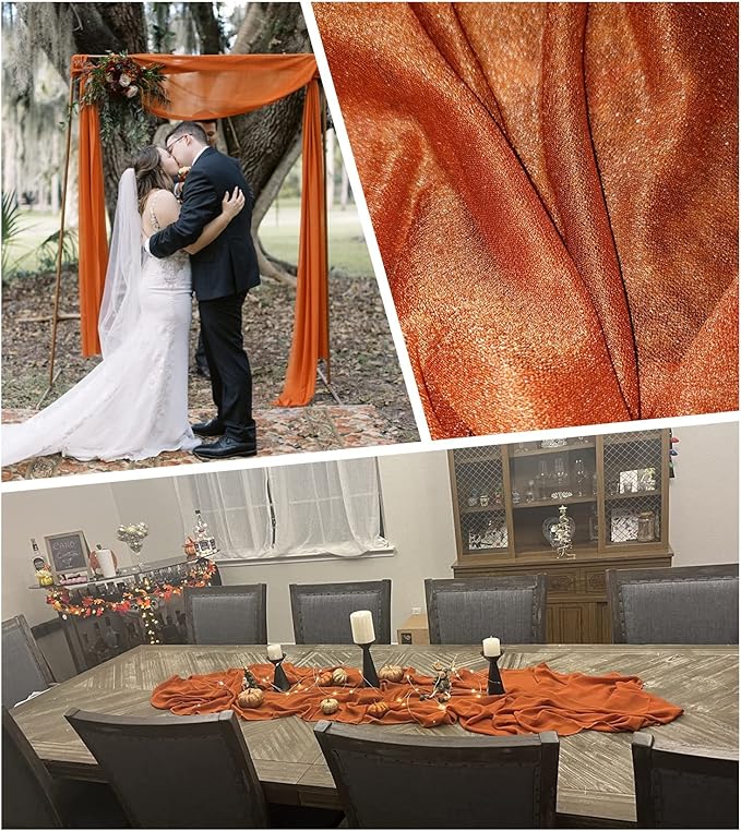 Arch Drapes for Wedding Arch Draping Fabric 6Panels Terracotta Sheer Backdrop Curtain for Ceremony Bridal Party Decor 19Ft Length x 28" Width