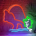 Fishing Neon Sign,Neon fish Sign,Neon Signs for Wall Decor,LED Light Up Man Cave Sign with Fish Rod Graphic,Cool Gifts for Fishermen,Bar,Cabin,Rustic Lake House,USB Powered Neon Light