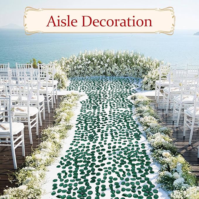 Silk Flower Petals Emerald Green 300pcs - Faux Rose Petals for Wedding, Centerpieces, Confetti, Bridal Shower, Romantic Night, and Photo Prop Decor