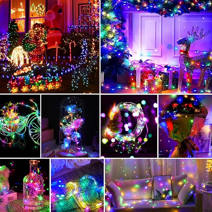 pozzolanas 8 Pack Multicolor Battery Operated String Lights - 7ft Waterproof Fairy Lights with 20 LEDs for Home, Mason Jar, Party, Wedding, Halloween, Christmas Decorations