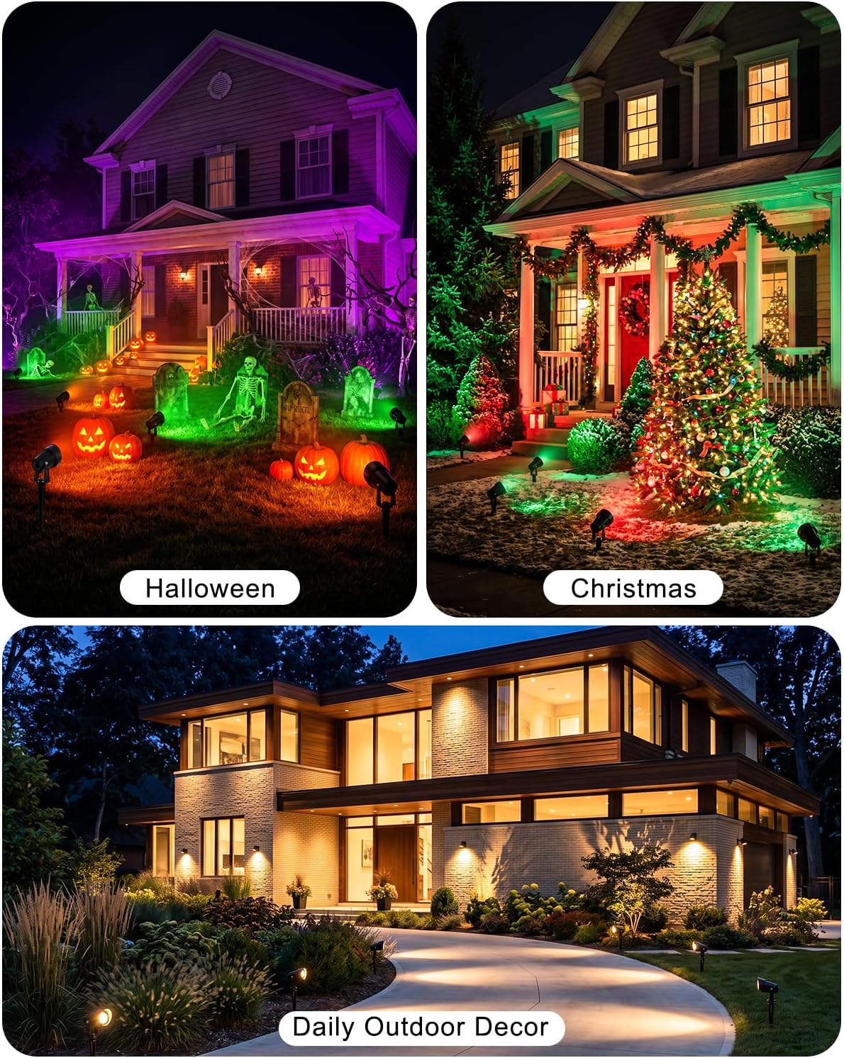 RGBW Halloween Spotlights Outdoor with APP & Remote Control, 4 Pack