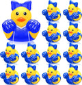 MiniInflat 12 Pcs Cheer Team Gifts Bulk Cheerleader Mini Rubber Ducks with Bows Cheer Party Favors Ducks Cheerleading Competition Gifts Accessories Goodie Bags Stuffers Party Decorations (Blue)