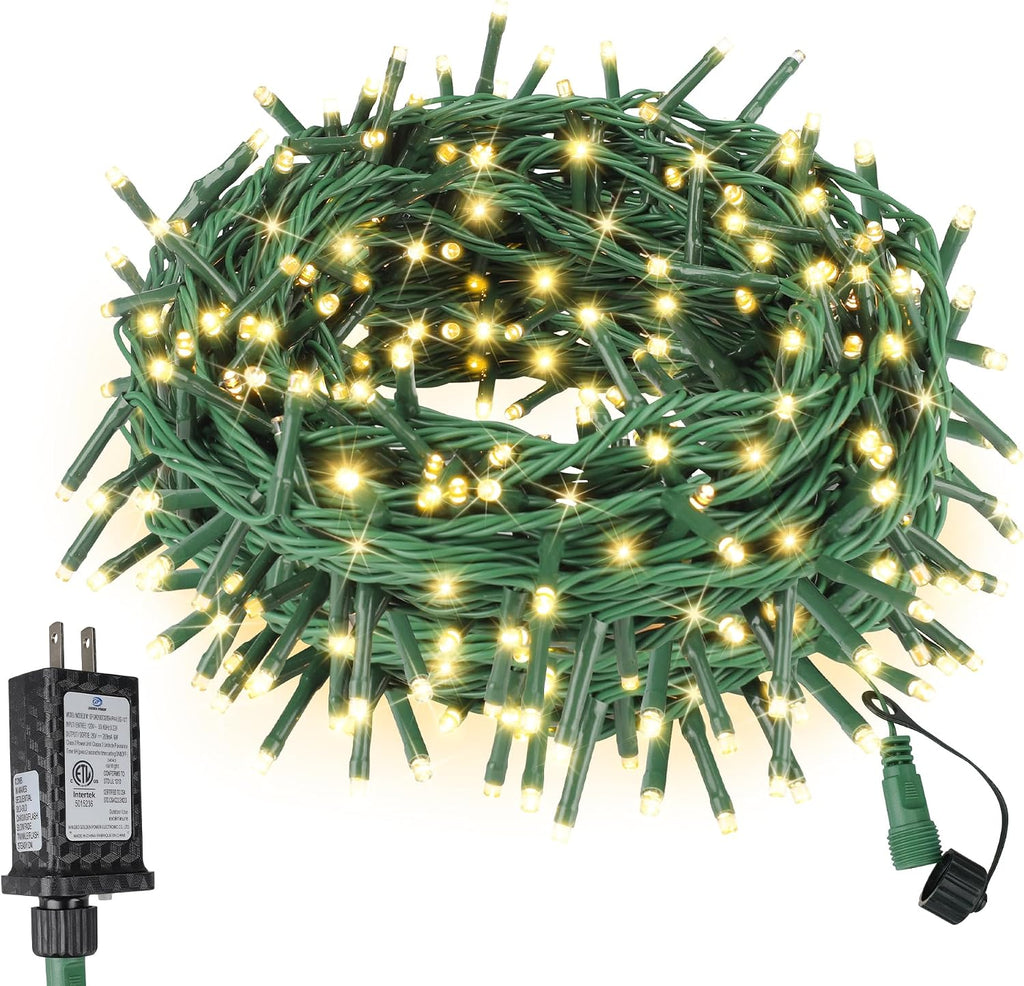 66FT 200 LED Christmas Mini Lights End-to-End Plug 8 Modes Indoor String Lights with Timer, Outdoor Indoor Twinkle Fairy Lights Christmas Tree Patio Garden Holiday Warm White