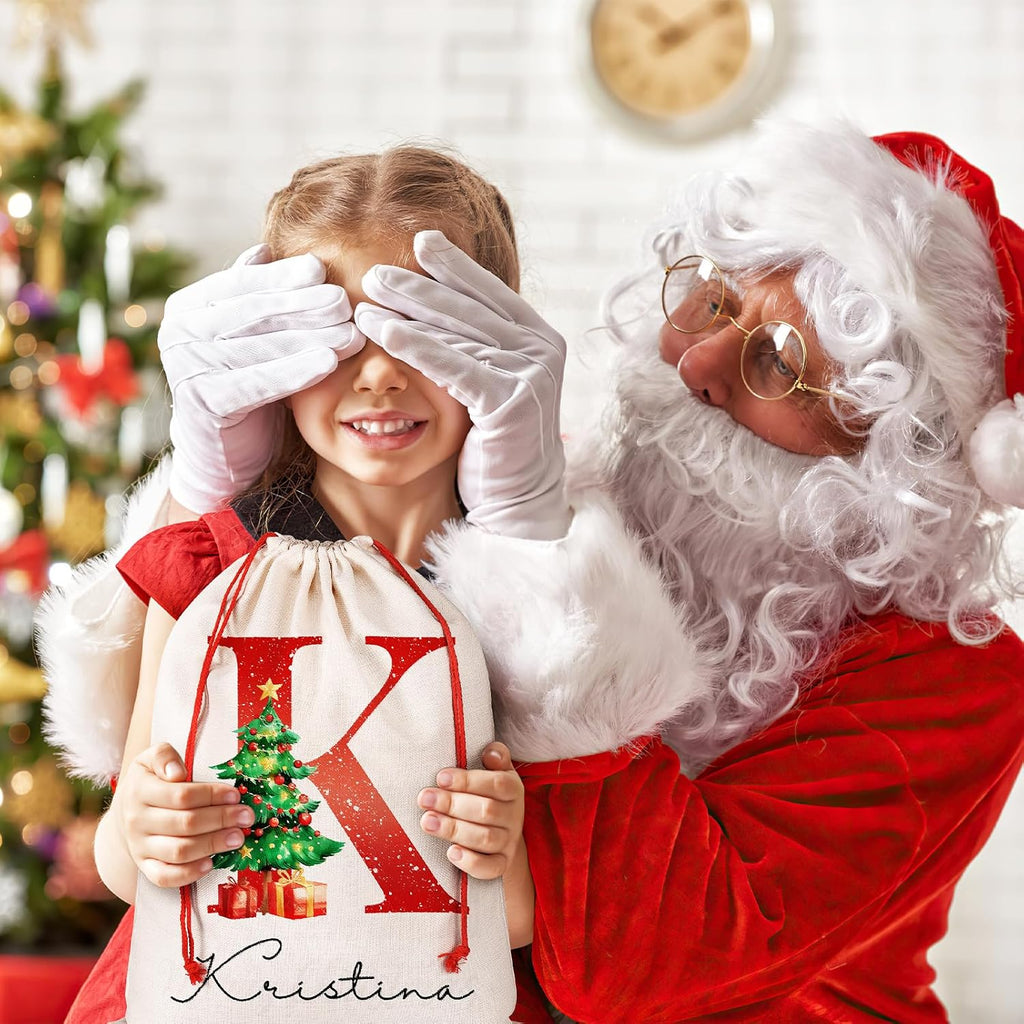 Personalized Santa Sack Custom Christmas Gift Bags for Kids Holiday Presents Sack Bags for Xmas Package Storage