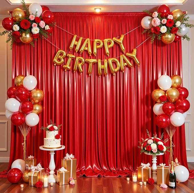 20ftx10ft Red Sequin Backdrop Curtain for Parties, Wrinkle Free Thick Glitter Sparkle Photo Backdrop Drapes 4 Panels 5x10FT Shimmer Back Drop Cloth for Wedding Birthday Photography Background
