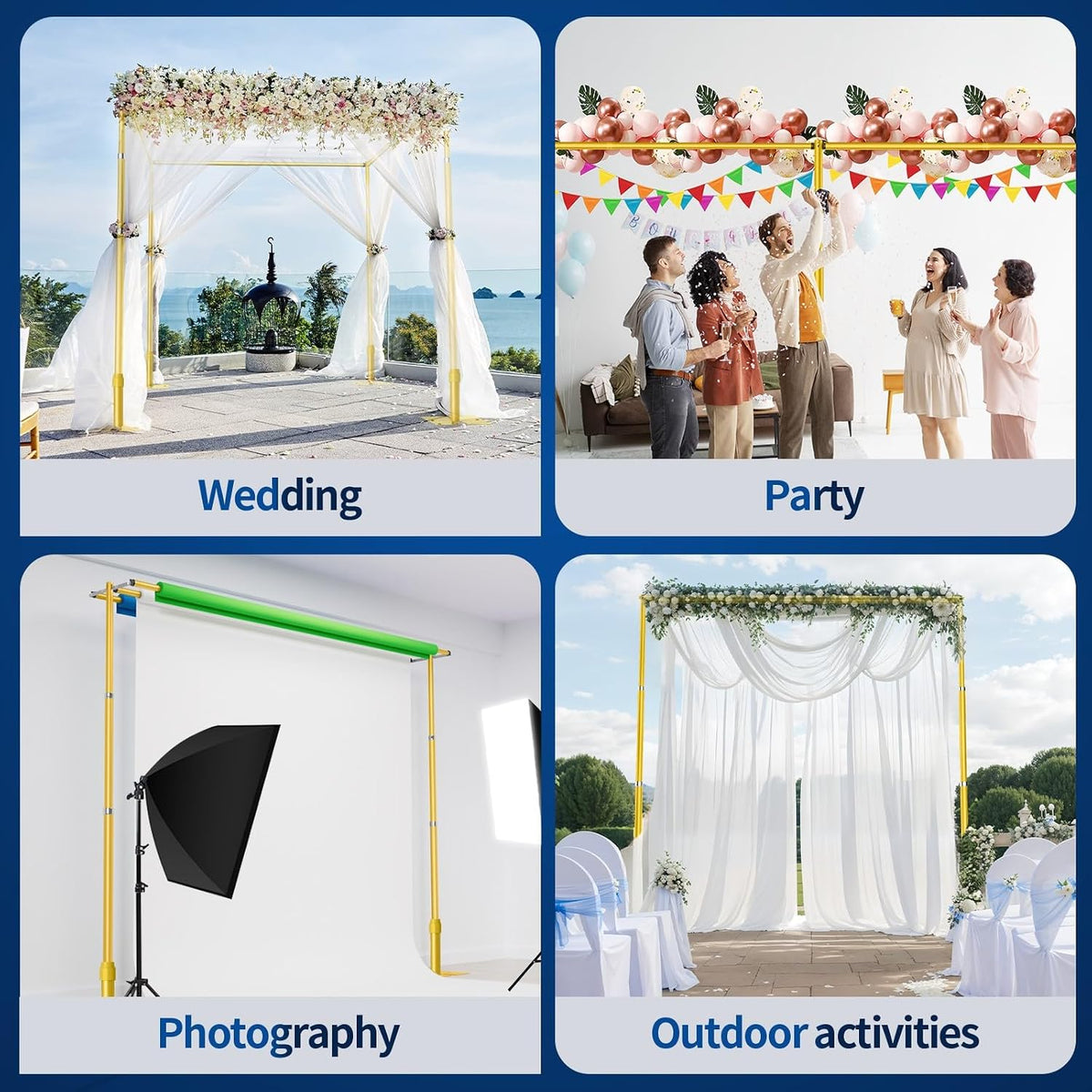 10x10ft Heavy Duty Backdrop Stand Double Crossbar Pipe and Drape