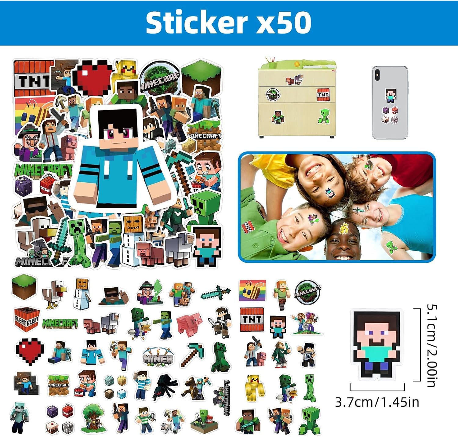 For Pixel Style Birthday Party Supplies, 90pcs Party Favors for , Includes 50 Stickers, 10 Gift Bags, 10 Wristbands, 10 Keychains, 10 Badges.
