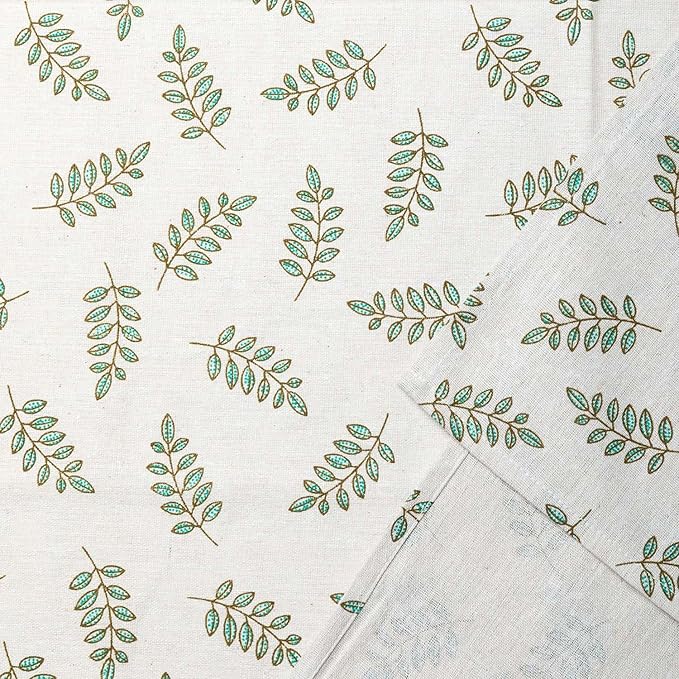 Pastoral Rectangle Tablecloth - 60 x 84 Inch - Beige Linen Table Cloth - Washable Table Cover with Dust-Proof Wrinkle Resistant for Restaurant, Picnic, Bistro, Indoor and Outdoor Dining, Green Leaf