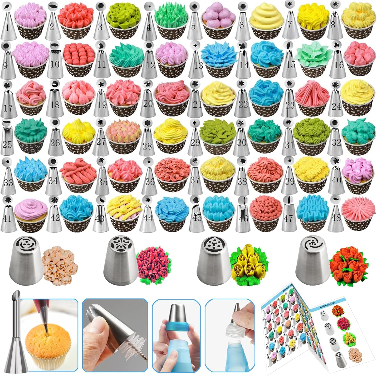 Makmeng 722pcs Cake Decorating Kit - Baking Supplies with Springform Pans, Cake Rotating Turntable, Icing Piping Bags and frosting Tips Set - Cake Decorating Tools for Beginners