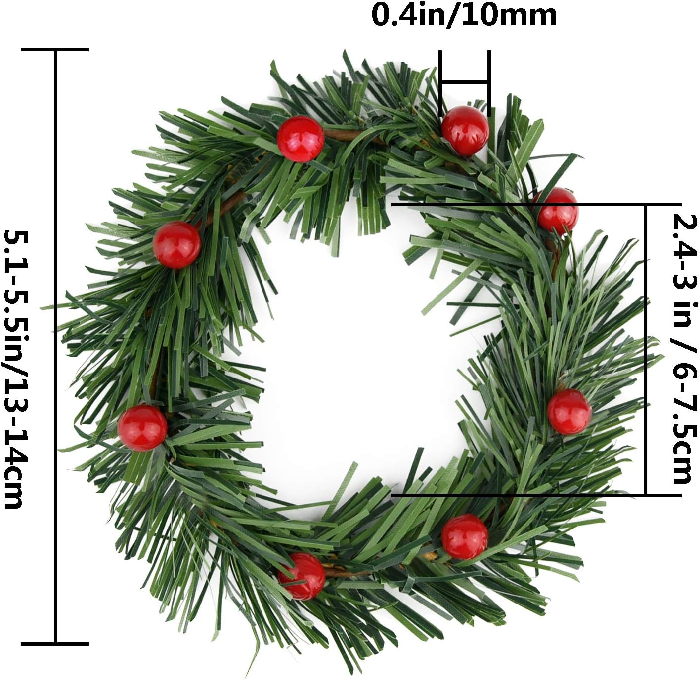 Lystaii 10pcs Christmas Candle Rings Red Artificial Berry Candle Rings with Grass Mini Christmas Wreath for Pillar Candle Christmas Holiday Table Decorations Rustic Wedding Table Centerpiece (Medium)