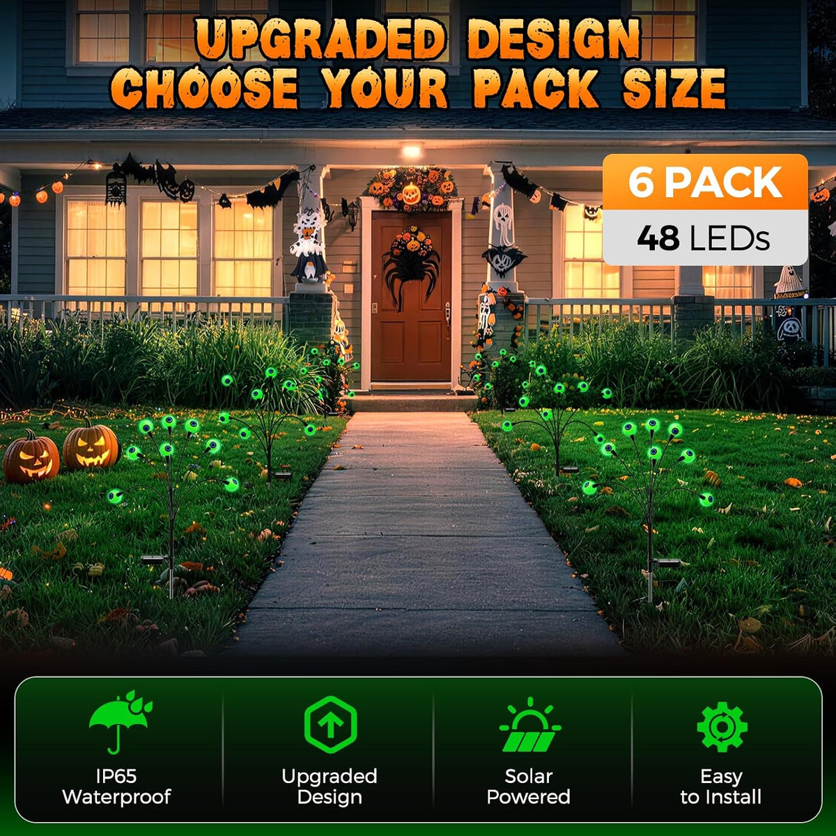 halloween decorations outdoor, 6pack 48 leds solar eyeball, view 9