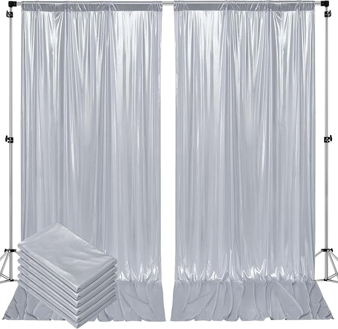 Outpain Thick 30 ft x 10 ft Silver Sequin Backdrop Curtain for Parties, Wrinkle Free Glitter Photo Backdrop Drapes 6 Panels 5x10ft Silver Back Drop Cloth for Wedding Christmas Photography Background