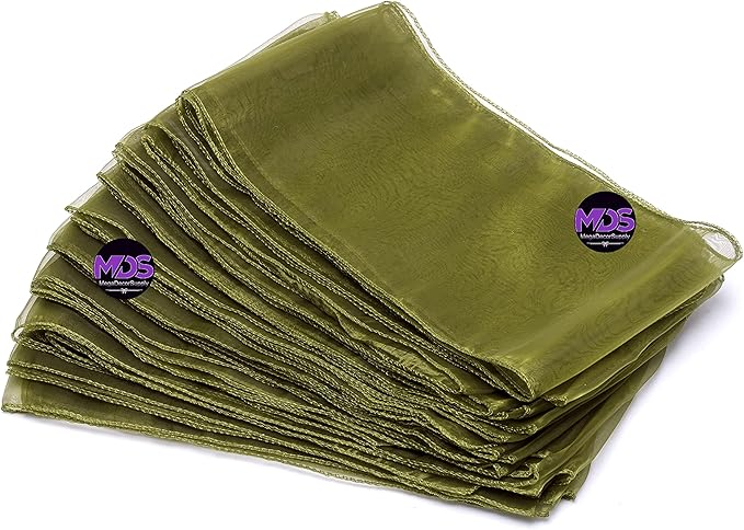 MDS Pack of 50 PCS Organza Chair Sashes Wider Dining Chair Bows Ribbon Tie Back for Wedding Party Birthday Bridal Shower Reception Event Banquet Home Chair Cover Decoration - Olive Green