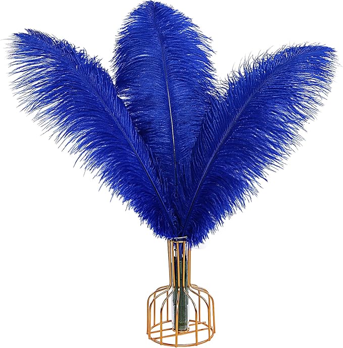 THARAHT Blue Ostrich Feathers 12pcs Large Natural Bulk 14-16Inch 35cm-40cm for Wedding Party Centerpieces Halloween and Home Decoration Feathers