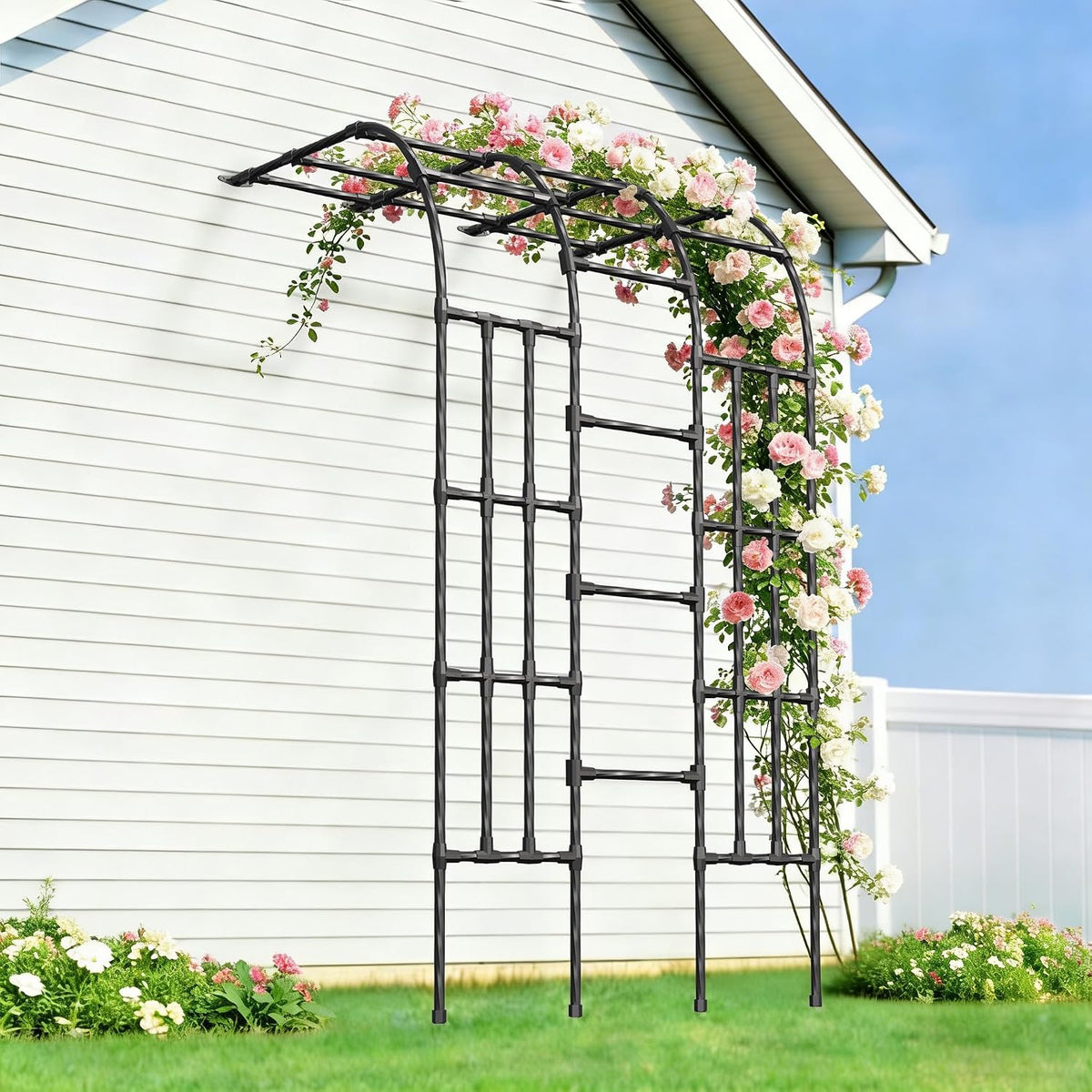 Half Side Garden Arch Trellis for Climbing Plants Outdoor,4FT×8.5FT