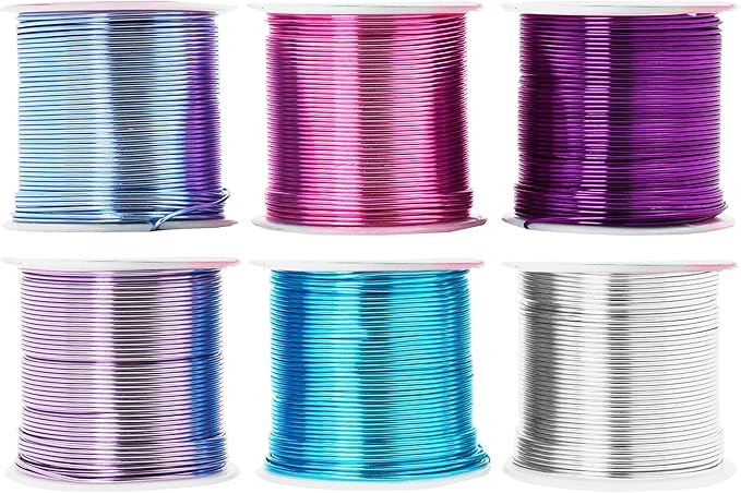 Mandala Crafts 18 Gauge Anodized Aluminum Craft Wire for Jewelry Making - 450 FT Colored Flexible Silver Lavender Purple Pink Ice Blue Turquoise Wire - Bendable for Bonsai Armature Crafting Sculpting