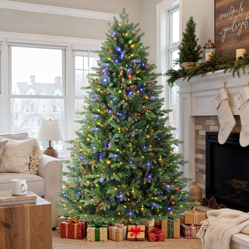 alupssuc 7ft prelit artificial full hinged christmas tree showing dimensions
