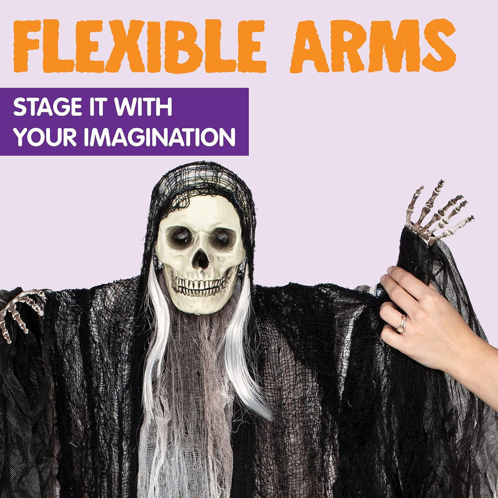 joyin 3 pack hanging halloween skeleton ghosts decorations, side view