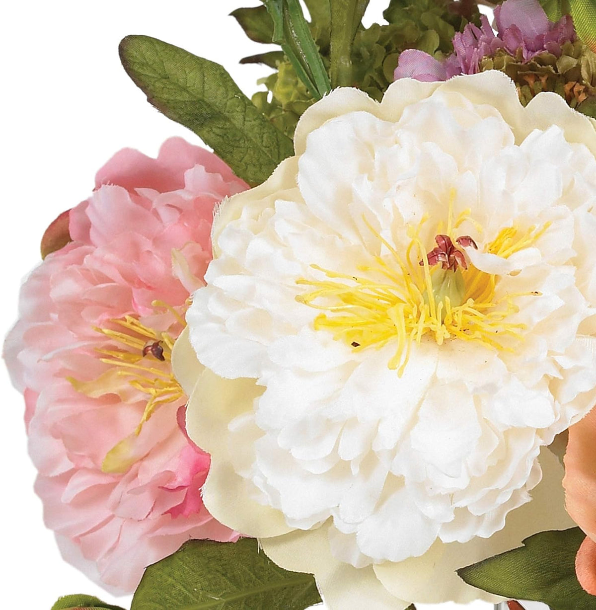 nearly natural 10 in artificial peony arrangement in showing dimensions