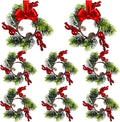 8 Sets mini Christmas Candle Rings Wreaths Berry Pinecone Red Poinsettia Wreaths Rings Xmas Mini Candle Holders for Christmas Wedding Table Centerpiece Decor (Simple)