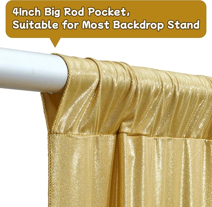 10ftx10ft Thick Gold Glitter Backdrop Curtain Panels for Parties, Wrinkle Free Sequin Sparking Photo Backdrop Drapes, 2 Panels 5x10ft Shimmer Back Drop Cloth for Wedding Birthday Photography