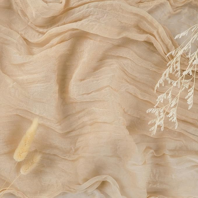 12 Pack Champagne Cheesecloth Table Runner 35x120 Inches, Fall Thanksgiving Cheese Cloth Table Runner 10FT Boho Sheer Gauze Runner for Bridal Shower Wedding Baby Shower Party Decor