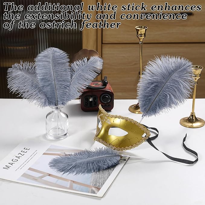SOGUGOM Grey Craft Ostrich Feathers - 30PCS 8-10 inch Ostrich Feathers Kit for Centerpieces, Kindergarten Crafts, Dream Catchers and DIY Projects(Grey)