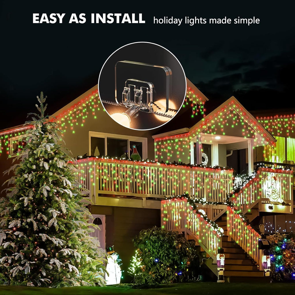 Hooks for Outdoor String Lights - 100 Pack with Adhesive Strips - No Damage, No Tools, No Holes, Waterproof and UV-Resistant, Perfect for Christmas and Patio Decor