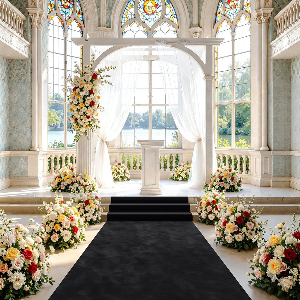 fuhsy wedding decorations wedding aisle runner outdoor black, side view