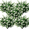 10 Bundles Artificial Fake Flowers, Faux Outdoor Plastic Plants UV Resistant Shrubs Outside Indoor Decorations (White-Eucalyptus)