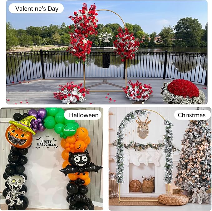 Vincidern 6.6 FT Wedding Arch Backdrop Stand for Parties, Balloon Arch Stand, Wedding Arches for Ceremony, Metal Arch Backdrop Stand for Bridal Baby Showers, Birthday Party Decoration Door Frame Gold