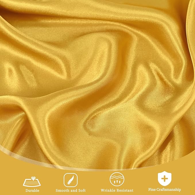 6 Pack 108 Inch Gold Satin Tablecloth - Premium Bright Silky Round Tablecloth Overlay Smooth Fabric Table Cover, Table Decoration for Wedding Party Banquet Events Restaurant Kitchen Dining
