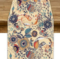 Vintage Paisley Table Runner, Boho Beige Paisley Flower Leaves Print Table Runner for Home Party Patio Indoor Outdoor, 13x60inch