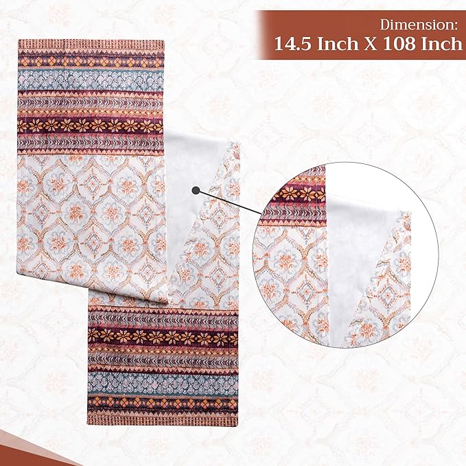 Maison d' Hermine Table Runner 100% Cotton Single Layer Table Runners 108 inches Long for Thanksgiving Christmas Decorations Home Kitchen Dining Party Wedding (Fair Isle, 14.5" x 108")