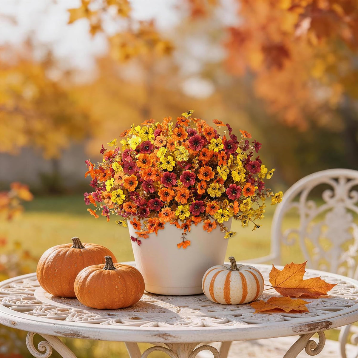 inqcmy artificial fake fall plants flowers for outdoor, package contents