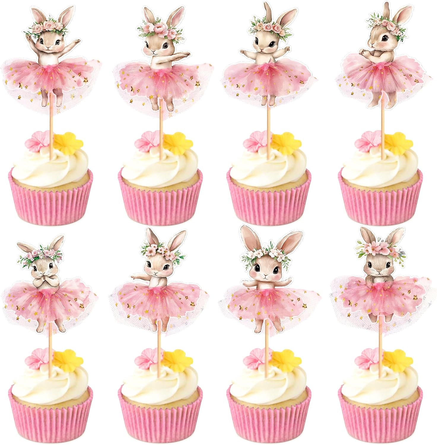 30 PCS Easter Cupcake topper Bunny Cupcake Toppers Easter Egg Cupcake Topper Rabbit Party Cake Topper Decorations (Style 14)