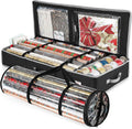 Hearth & Harbor Wrapping Paper Storage Container and Clear Wrap Paper Holder - Christmas Storage Bag with Interior Pockets - Fits Up to 36 Rolls of 40" - Tear Proof, Black