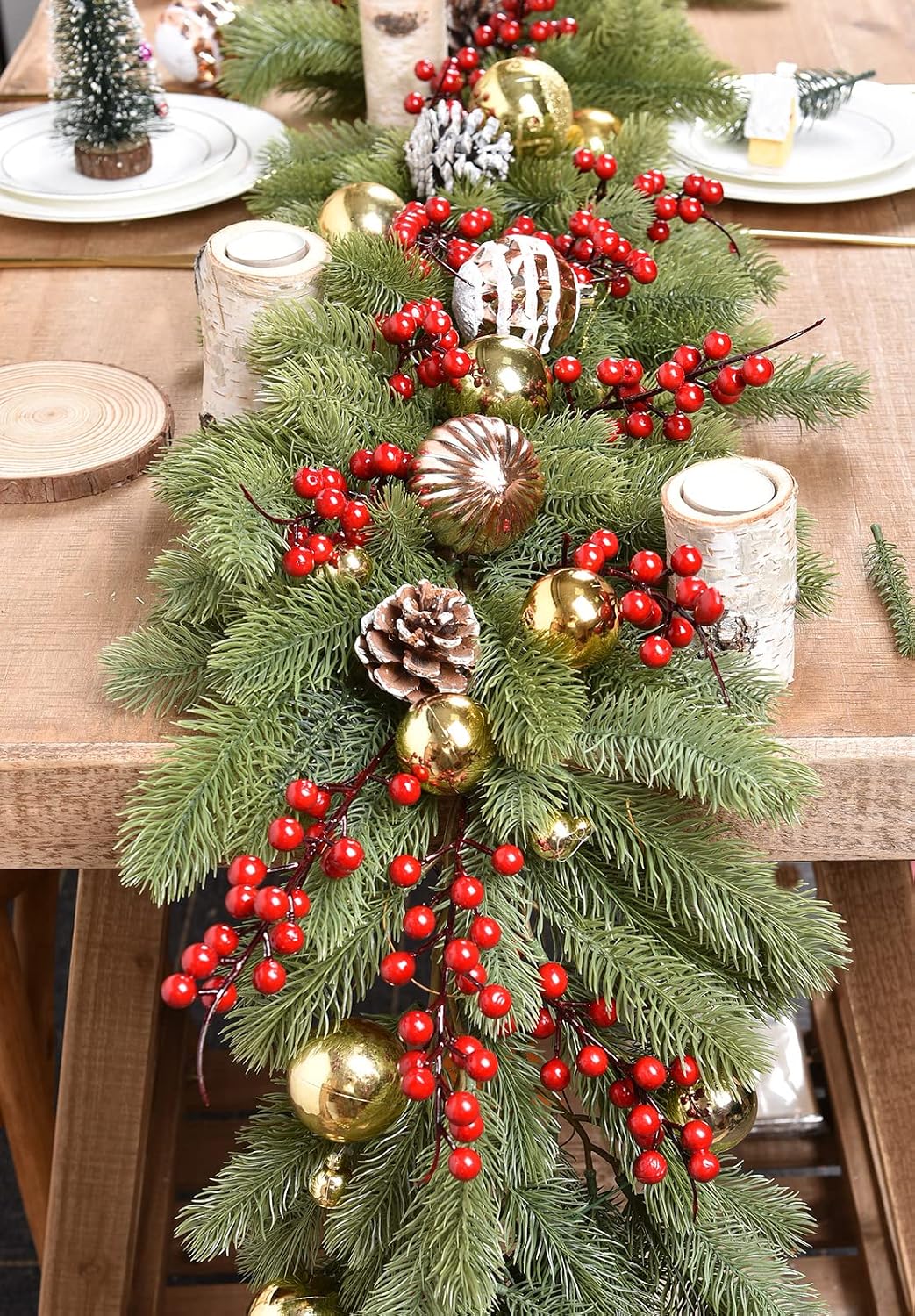 6ft christmas garland, artificial pine garland holiday decor on a desk or shelf