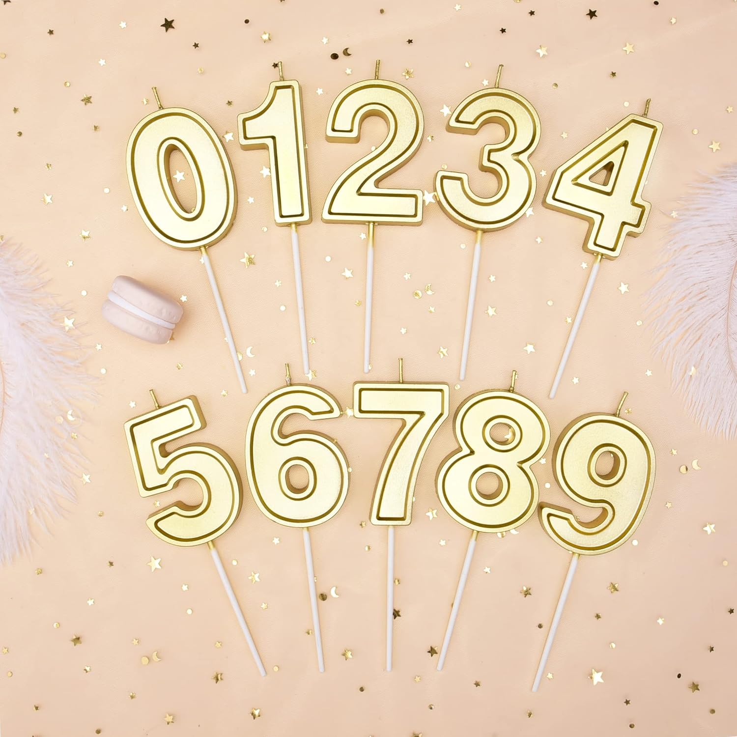 PHD Luxe Gold 2.76 Inch 1 Number Birthday Candles, Gold Cake Candles, Party Celebration