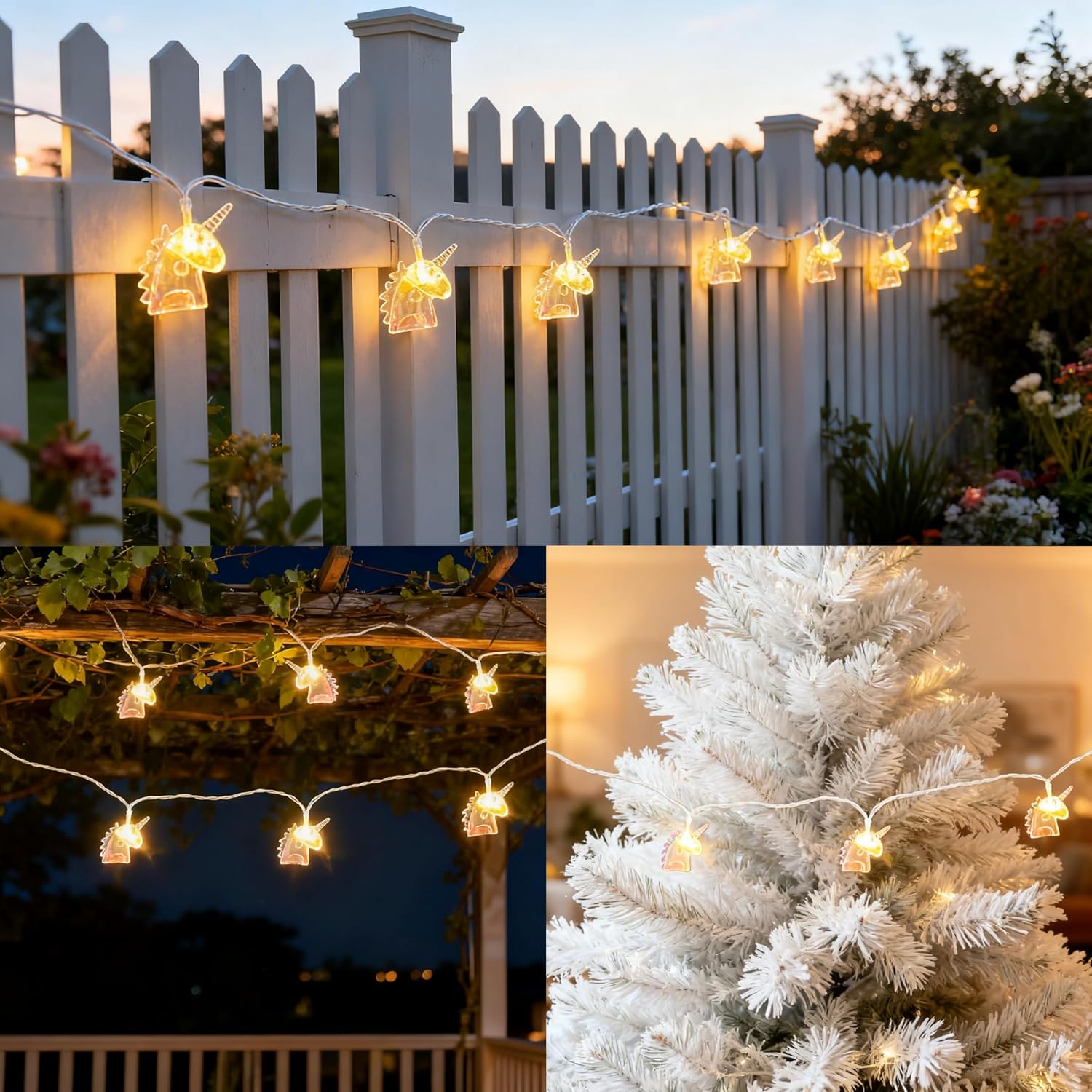 Unicorn Decor String Lights with 10 Pink Unicorn Lights for Kids Bedroom Birthday Party Playhouse Christmas Home Room Decorations