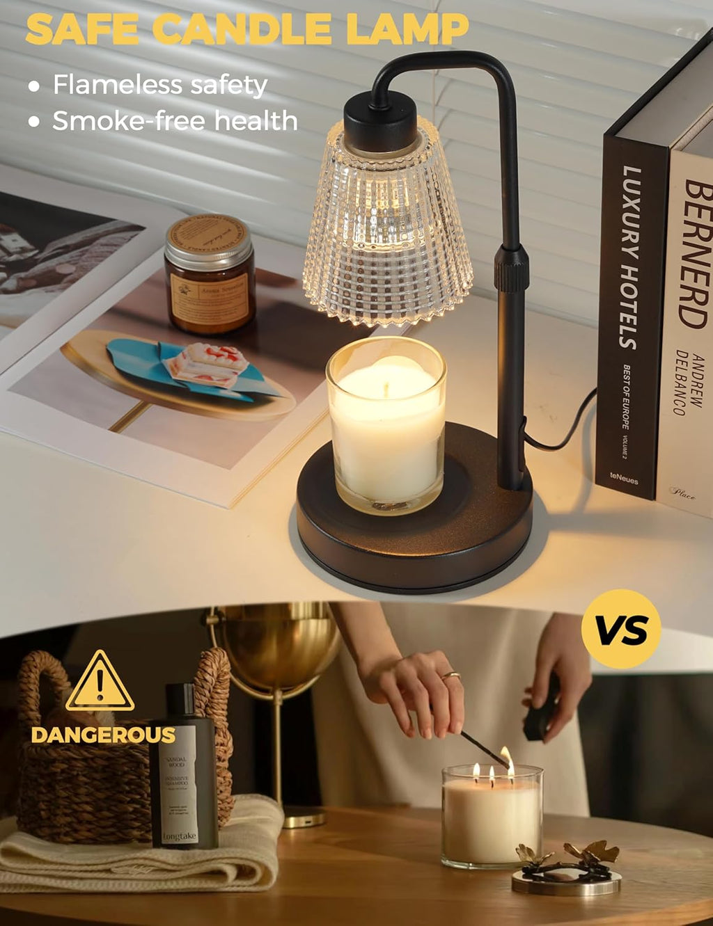 GODONLIF Candle Warmer Lamp with Cycle Timer, Birthday Gifts for Women Mom Her, House Warming Gifts New Home Room Decor, Wax Melt Warmer for Jar Candles with 2 Bulbs